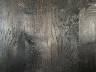 Coffee table in stained wood, top inlaid...
