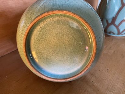 Lot of celadon green cracked porcelain including:...