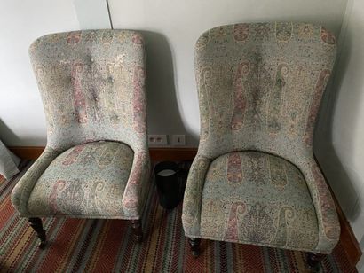 Pair of armchairs. Light blue upholstery...