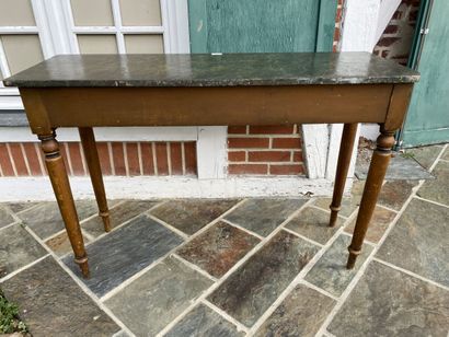 Rectangular console in ochre patinated wood,...