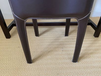 FLAMANT 
Office armchair covered with brown...