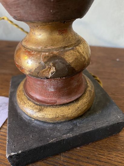 Pair of lacquered and gilded wood lamp bases...