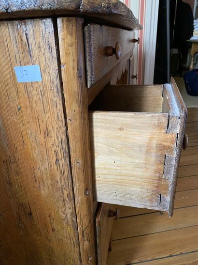 Pitchwood pedestal desk, opens with a drawer...