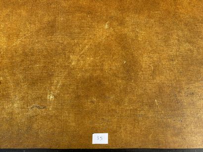 Desk in ochre patinated wood, rechampi and...