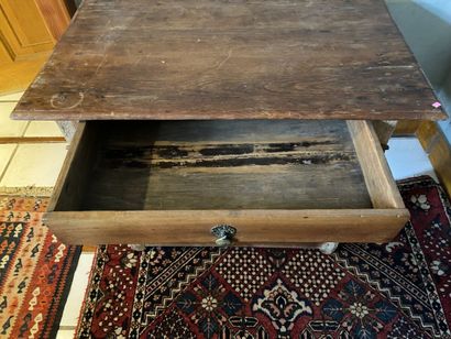 Writing table in natural wood, turned legs...