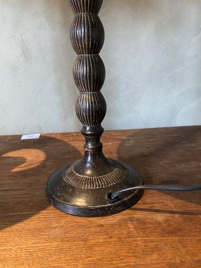 Pair of metal bulbous lamp bases. 20th century....