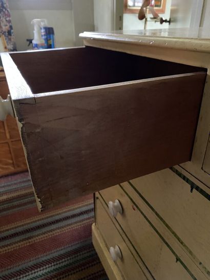 Chest of drawers in yellow patinated wood...