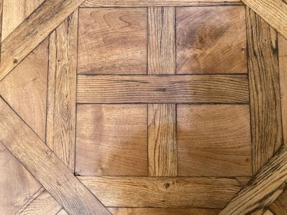 Oak coffee table, old parquet element forming...