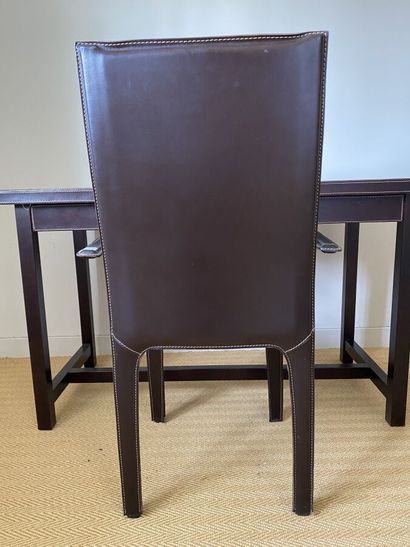 FLAMANT 
Office armchair covered with brown...