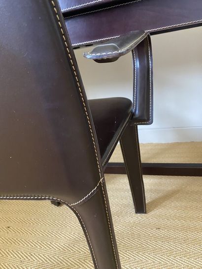 FLAMANT 
Office armchair covered with brown...