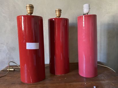 David HICKS - Pair of red enamelled ceramic...