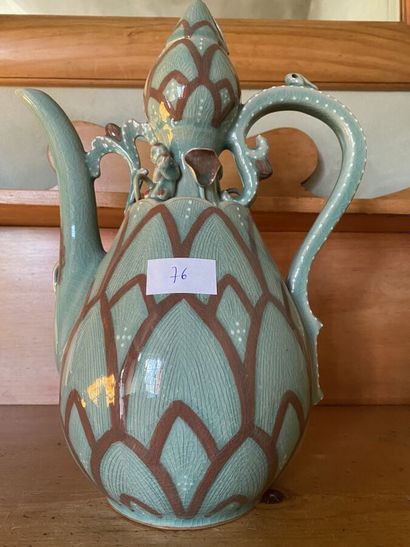 Lot of celadon green cracked porcelain including:...