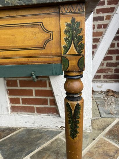 Rectangular console in ochre patinated wood,...