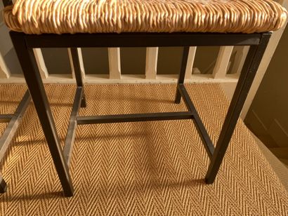 Pair of chairs in black lacquered metal,...