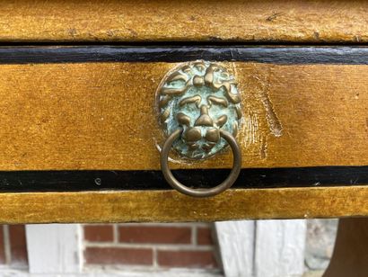 Desk in ochre patinated wood, rechampi and...