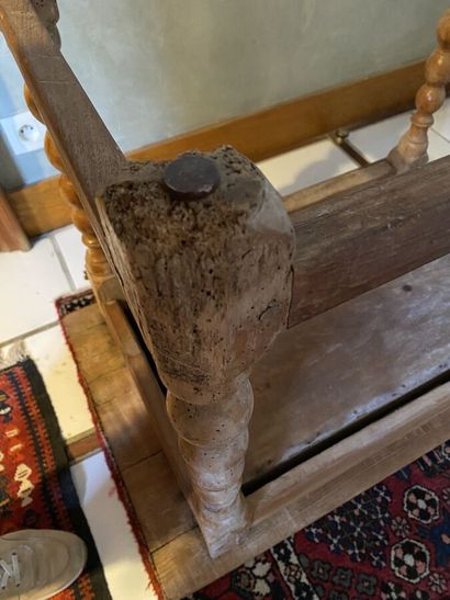 Writing table in natural wood, turned legs...