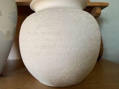Set of 3 painted terracotta vases, two with...