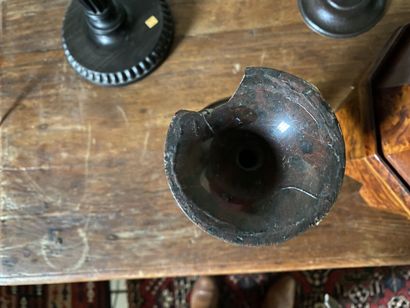 Lot of three lamp bases, one in composition...