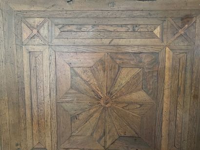 Coffee table in stained wood, top inlaid...