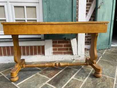 Desk in ochre patinated wood, rechampi and...