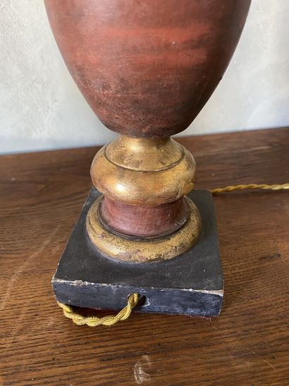 Pair of lacquered and gilded wood lamp bases...