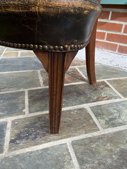Office armchair in stained wood with brown...