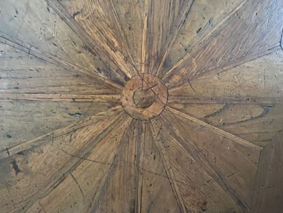 Coffee table in stained wood, top inlaid...