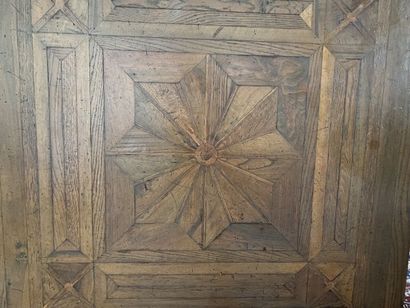 Coffee table in stained wood, top inlaid...
