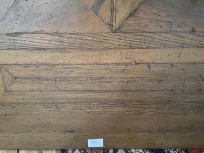 Coffee table in stained wood, top inlaid...