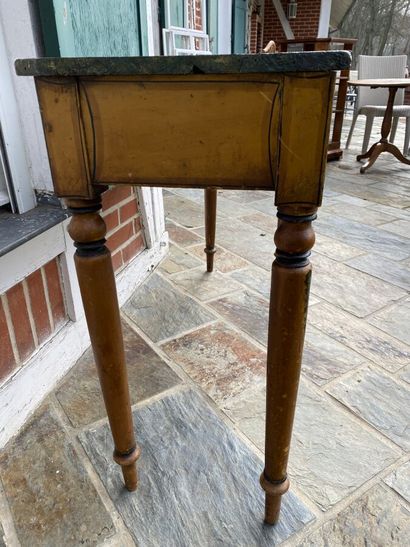 Rectangular console in ochre patinated wood,...
