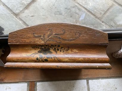 Natural wood box, curved lid. Black cameo...