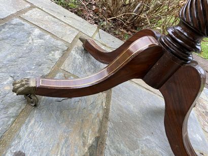 Mahogany and mahogany veneer game table,...