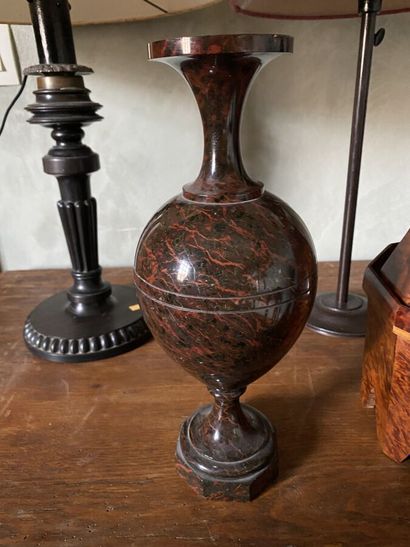 Lot of three lamp bases, one in composition...