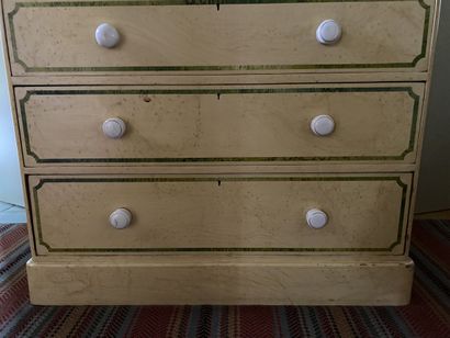 Chest of drawers in yellow patinated wood...