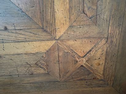 Coffee table in stained wood, top inlaid...