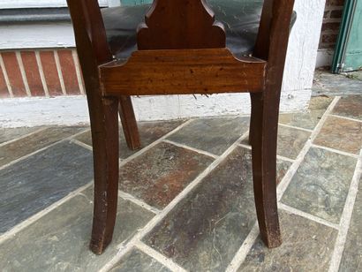 Office armchair in stained wood with brown...