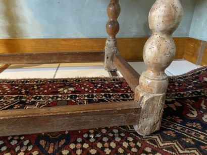 Writing table in natural wood, turned legs...
