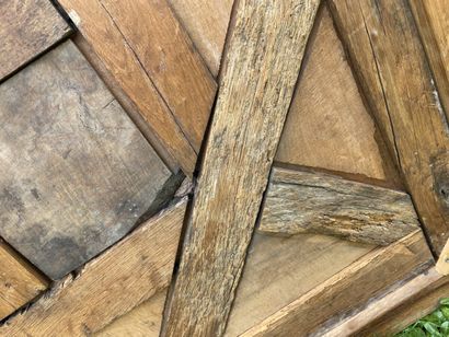 Oak coffee table, old parquet element forming...