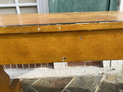 Desk in ochre patinated wood, rechampi and...