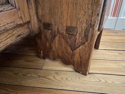Pitchwood pedestal desk, opens with a drawer...