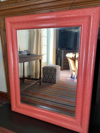 David HICKS 
Wooden framed mirror with brown...
