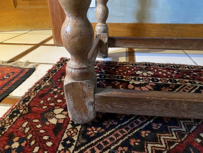 Writing table in natural wood, turned legs...