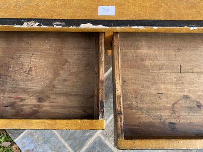 Desk in ochre patinated wood, rechampi and...