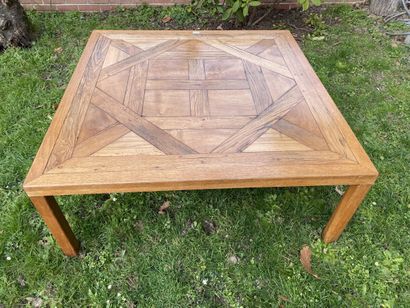 Oak coffee table, old parquet element forming...
