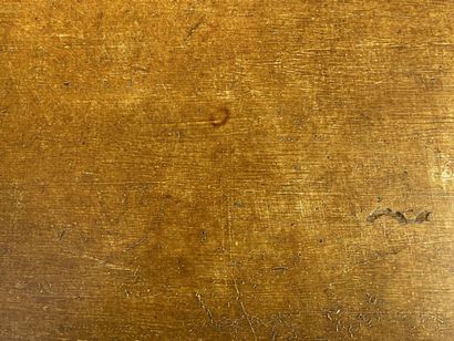 Desk in ochre patinated wood, rechampi and...