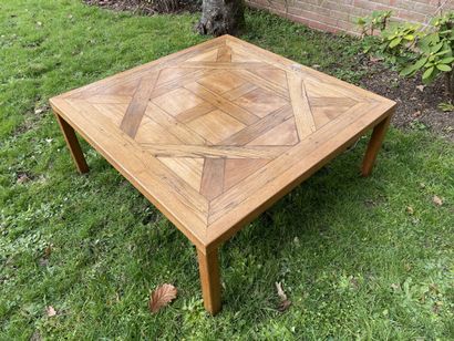Oak coffee table, old parquet element forming...