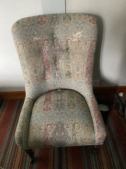 Pair of armchairs. Light blue upholstery...