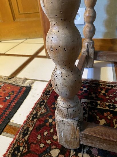 Writing table in natural wood, turned legs...