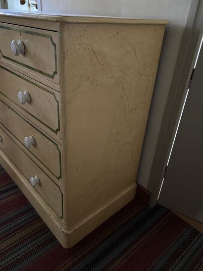 Chest of drawers in yellow patinated wood...