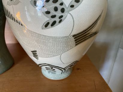 Set of 3 vases: two in celadon green porcelain...